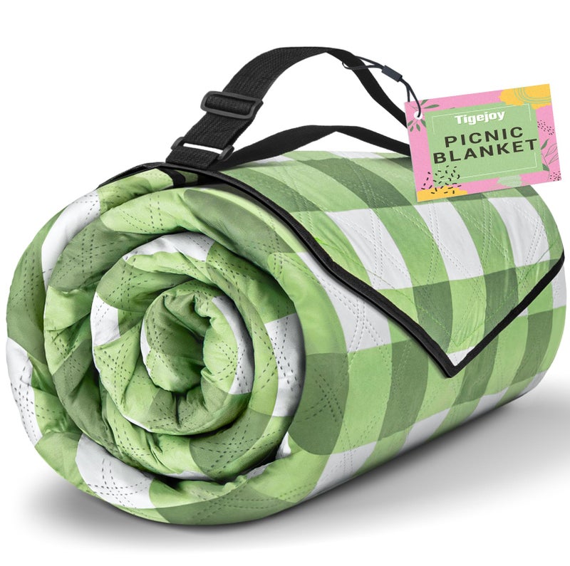 TigeJoy Extra Large Picnic Blanket Waterproof Foldable 80''x80''  Outdoor Picnic Mat Beach Blanket Sandproof for Park  Grass  Travel  Hiking  Camping Essentials  Gingham Picnic Blanket - Image 1